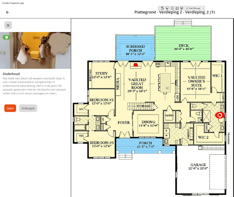 Inspecteren op plattegrond